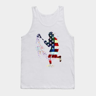 Lacrosse Boy American Flag Art USA Gifts Tank Top